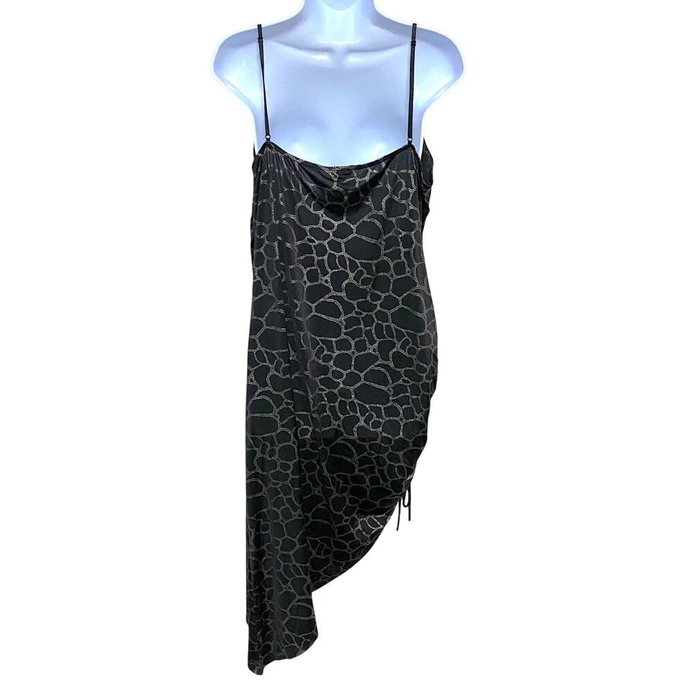 Bluebell Y2K Slinky Slip Dress L Cowl Neck Asymmetrical HOCO Mob Wife Grunge - Picture 3 of 7